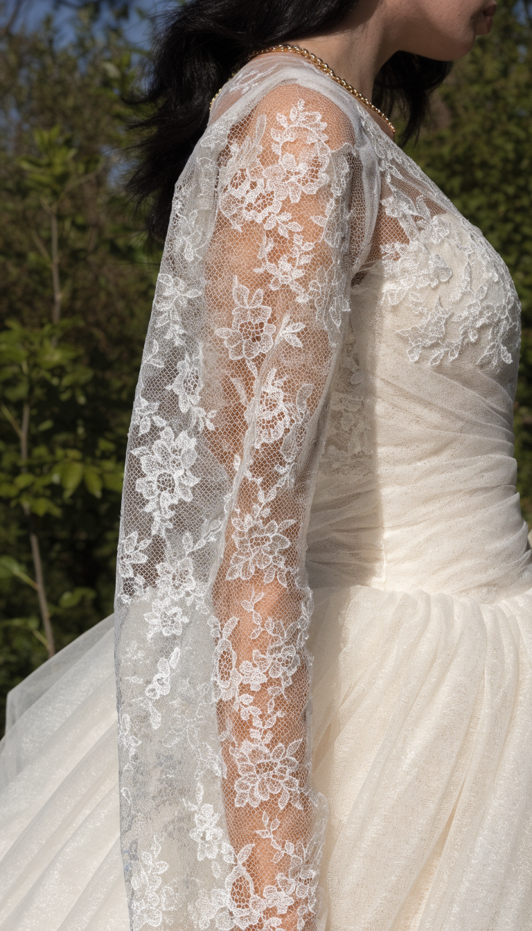 royal wedding dress with detachable sleeves
