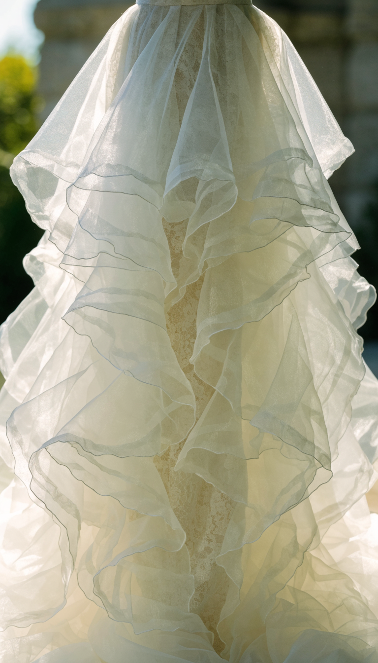 royal organza overlay wedding dress with light volume
