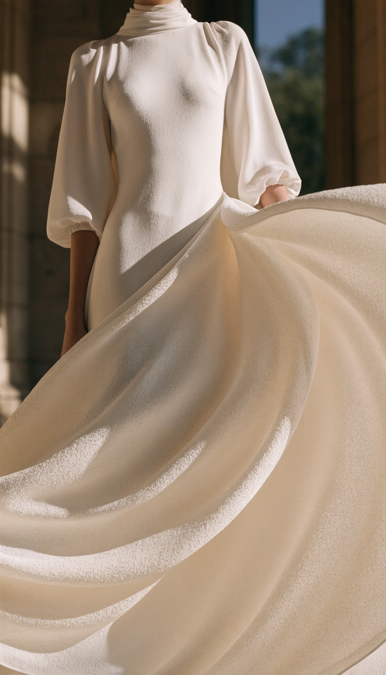royal crepe fluid drape wedding dress