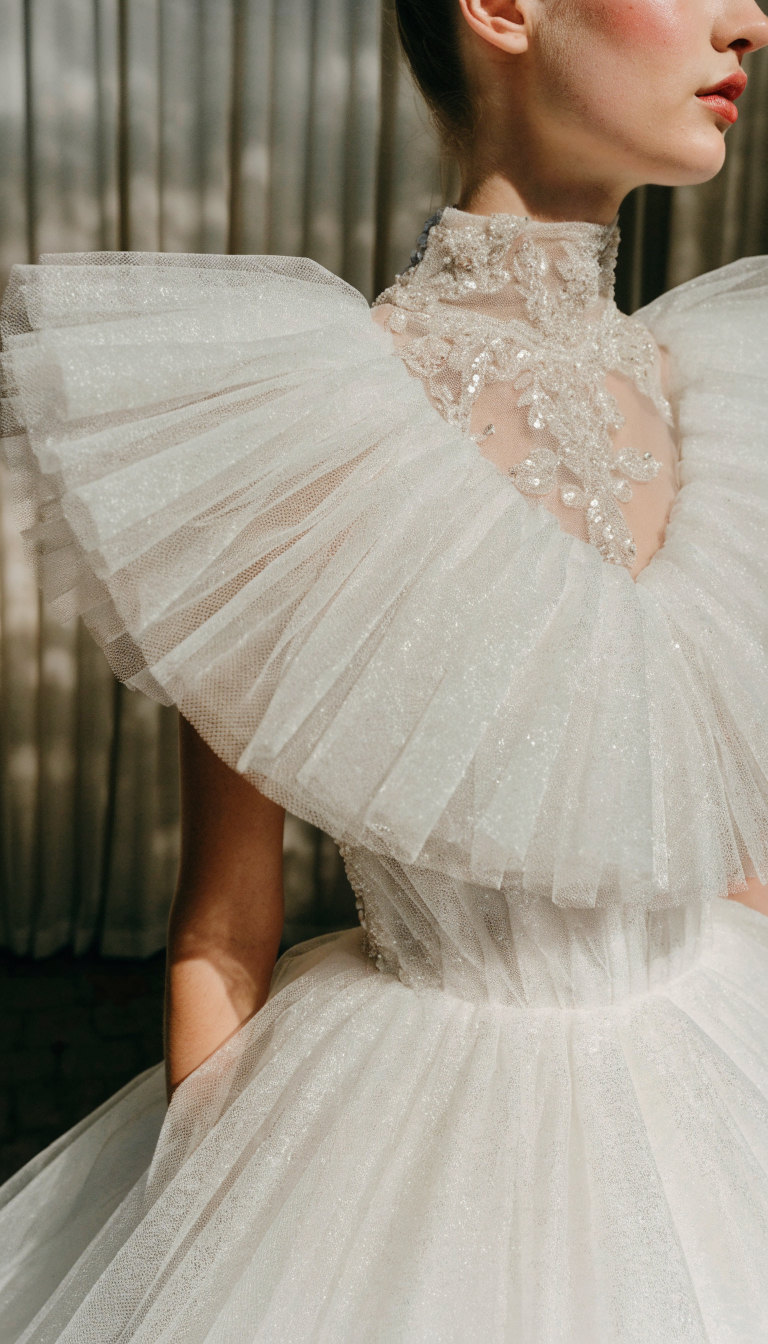 high neck illusion neckline princess wedding dress