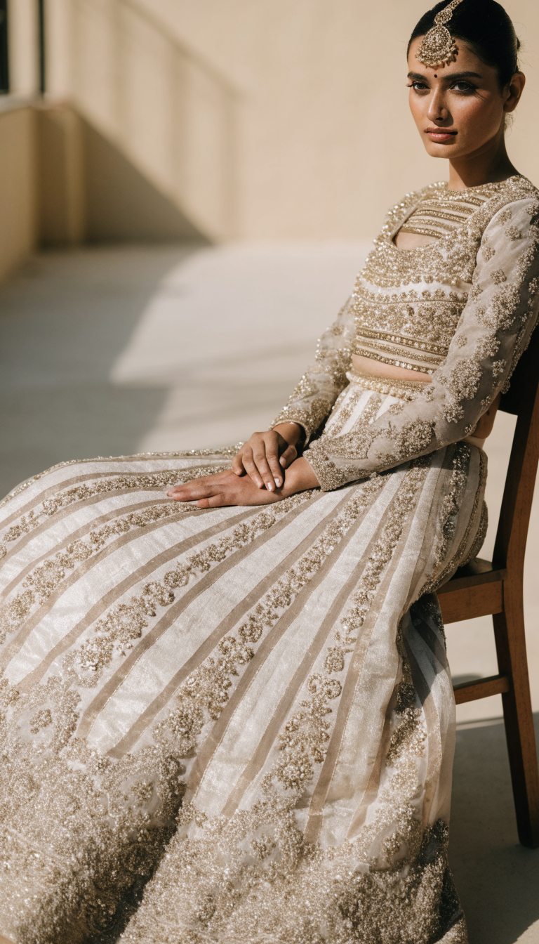 structured mikado raw silk indian bridal lehenga